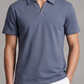 Bluish Grey Interlock Johnny Collar Polo - Smart Fit - Men