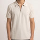 Off White Basic Zipper Polo - Smart Fit- Men