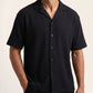 Black Waffle Boxy Revere Button Down - Men