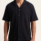 Black Waffle Boxy Revere Button Down - Men