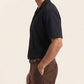Black Waffle Boxy Revere Button Down - Men
