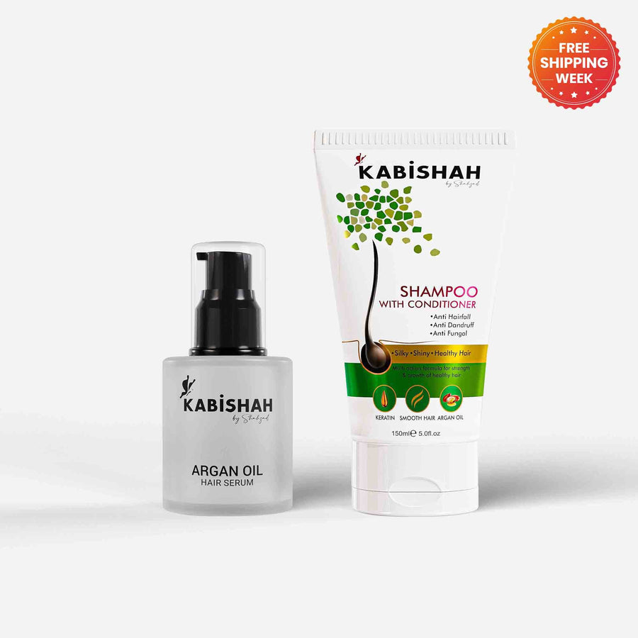 Hair Care Bundle: Argan Oil Hair Serum + Shampoo