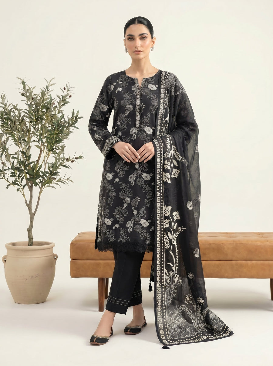 03 Piece Unstitched Printed Lawn