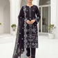 03 Piece Stitched Monochrome Embroidered Chiffon Dupatta