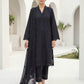 03 Piece Stitched Monochrome Embroidered Chiffon Dupatta