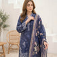 03 Piece Unstitched Printed Embroidered with Printed Chiffon Dupatta