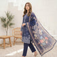 03 Piece Unstitched Printed Embroidered with Printed Chiffon Dupatta