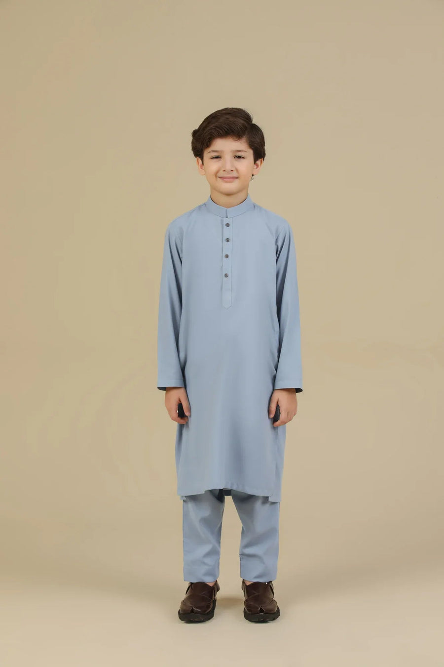 Sapphire Blue Blended Kurta Trouser - Kids