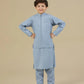 Sapphire Blue Kurta Trouser with Blended Waistcoat - Kids
