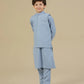 Sapphire Blue Kurta Trouser with Blended Waistcoat - Kids
