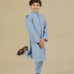 Sapphire Blue Kurta Trouser with Blended Waistcoat - Kids