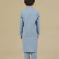Sapphire Blue Kurta Trouser with Blended Waistcoat - Kids