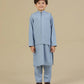 Sapphire Blue Kurta Trouser with Blended Waistcoat - Kids