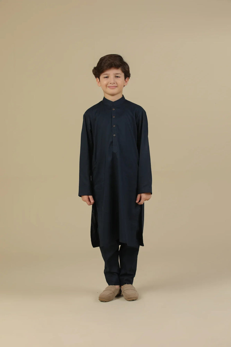 Navy Blue Soft Cotton Kurta Trouser - Kids