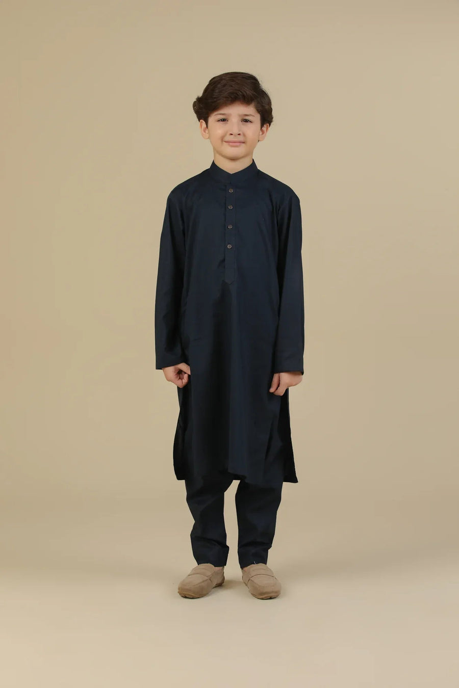 Navy Blue Soft Cotton Kurta Trouser - Kids