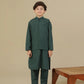 Bottle Green Kurta Trouser with Blended Waistcoat - Kids