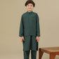Bottle Green Kurta Trouser with Blended Waistcoat - Kids