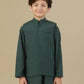 Bottle Green Kurta Trouser with Blended Waistcoat - Kids
