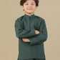 Bottle Green Kurta Trouser with Blended Waistcoat - Kids