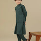 Bottle Green Kurta Trouser with Blended Waistcoat - Kids