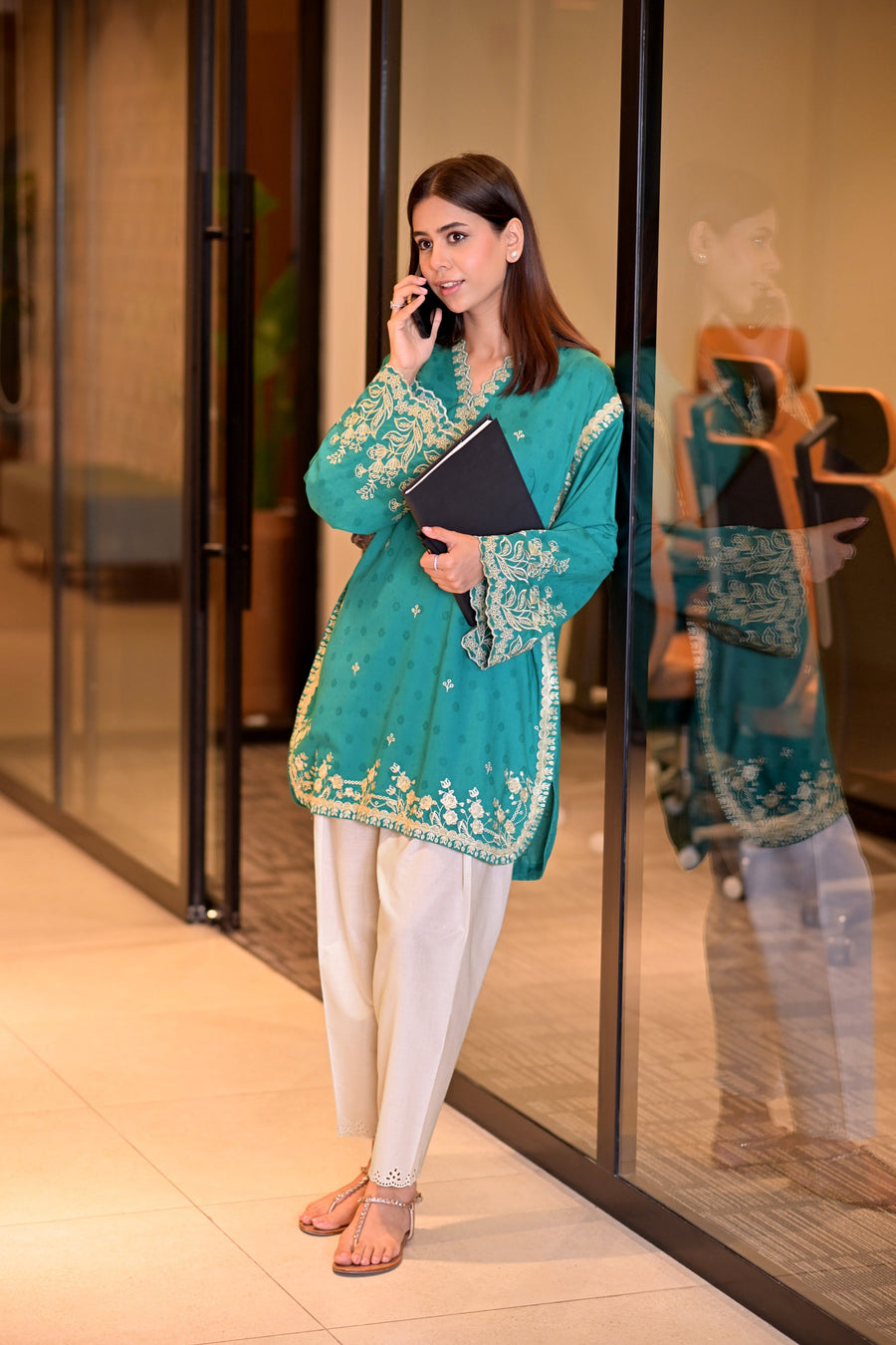 01 Piece Ready to wear  Embroidered  Cotton Jacquard Shirt