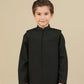 Midnight Black Kurta Trouser with Blended Waistcoat - Kids