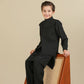 Midnight Black Kurta Trouser with Blended Waistcoat - Kids