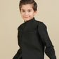 Midnight Black Kurta Trouser with Blended Waistcoat - Kids