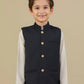 Off White Kurta Trouser with Blue Suiting Waistcoat - Straight Cut - Kids