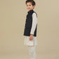 Off White Kurta Trouser with Blue Suiting Waistcoat - Straight Cut - Kids