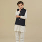 Off White Kurta Trouser with Blue Suiting Waistcoat - Straight Cut - Kids