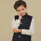 Off White Kurta Trouser with Blue Suiting Waistcoat - Straight Cut - Kids