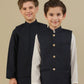 Off White Kurta Trouser with Blue Suiting Waistcoat - Straight Cut - Kids