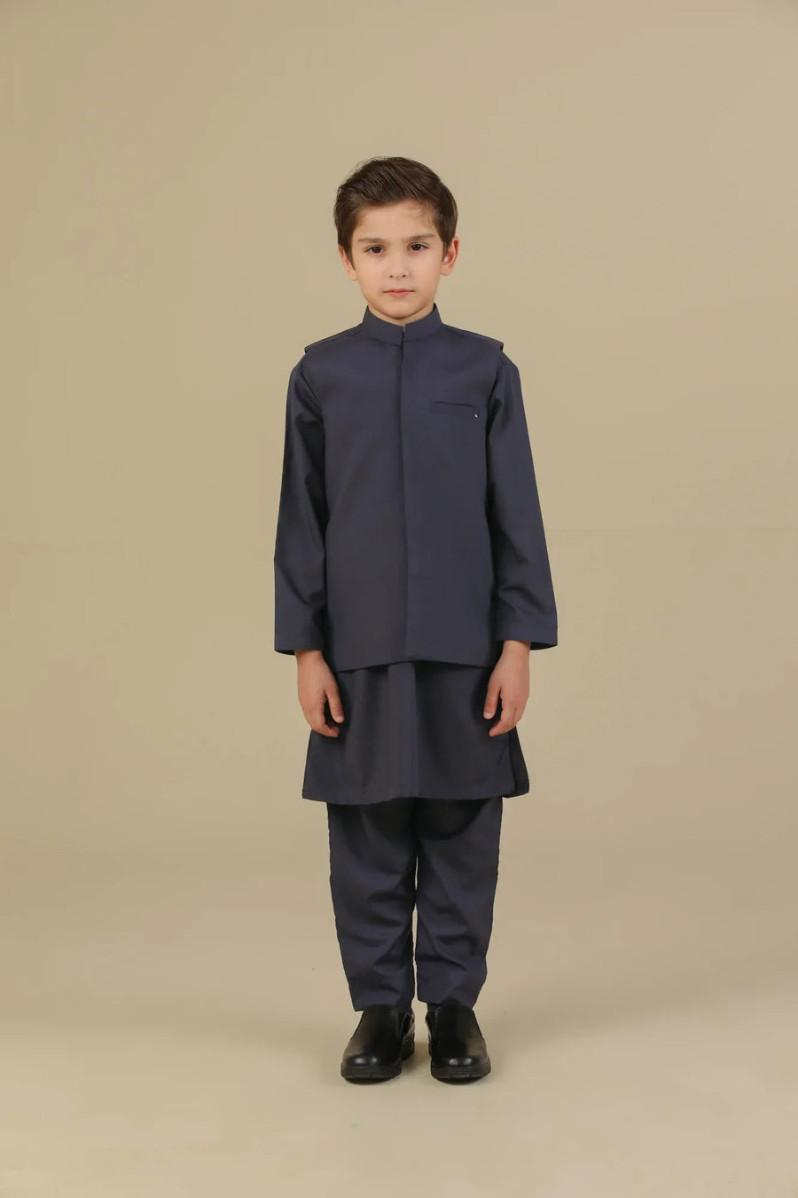 Deep Burgundy Kurta Trouser with Blended Waistcoat - Kids