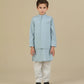 Sky Blue Kurta Trouser with Blended Waistcoat - Kids