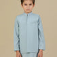 Sky Blue Kurta Trouser with Blended Waistcoat - Kids