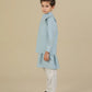 Sky Blue Kurta Trouser with Blended Waistcoat - Kids