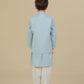 Sky Blue Kurta Trouser with Blended Waistcoat - Kids