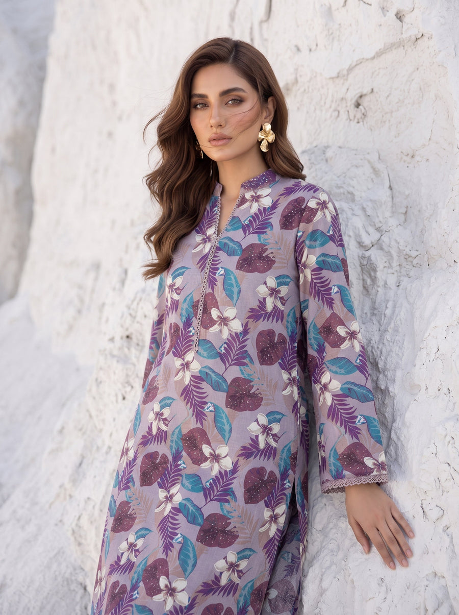 02 Piece Unstitched Printed Lawn