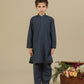 Charcoal Grey Blended Kurta Trouser - Kids