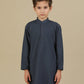 Charcoal Grey Blended Kurta Trouser - Kids