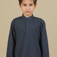 Charcoal Grey Blended Kurta Trouser - Kids