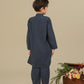 Charcoal Grey Blended Kurta Trouser - Kids
