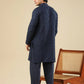 Feroz - Dark Blue Raw Silk Embroidered Kurta Trouser - Men