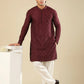 Miras - Maroon Raw Silk Embroidered Kurta Trouser - Men