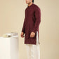 Miras - Maroon Raw Silk Embroidered Kurta Trouser - Men