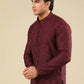 Miras - Maroon Raw Silk Embroidered Kurta Trouser - Men