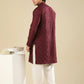 Miras - Maroon Raw Silk Embroidered Kurta Trouser - Men