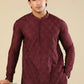 Miras - Maroon Raw Silk Embroidered Kurta Trouser - Men