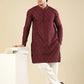 Miras - Maroon Raw Silk Embroidered Kurta Trouser - Men